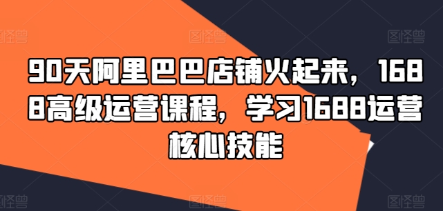 【课程】1688高级运营课 学习核心技能